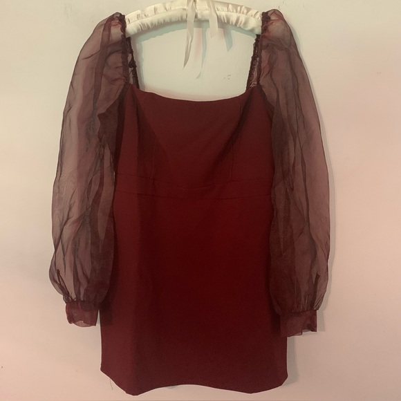 Fashion Nova Womens Cocktail Clubwear Sheer Puff Long Sleeve Mini Dress Size XL - Picture 5 of 14